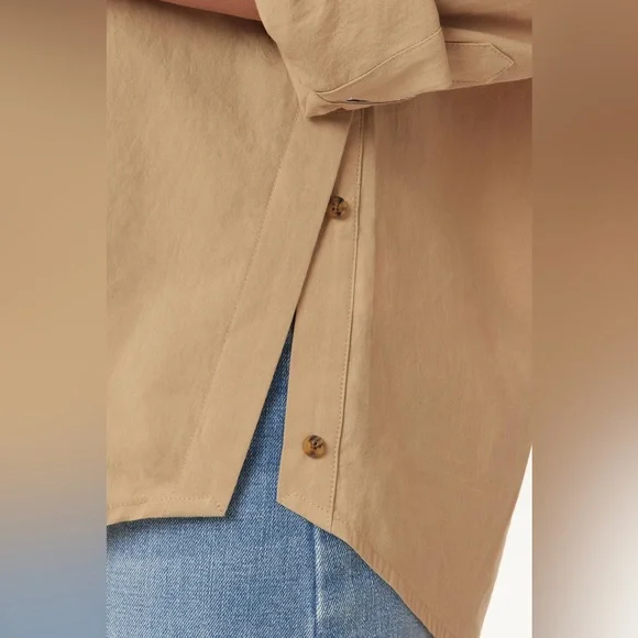 Scotch & Soda Oversized Button-Down Long-sleeved Tan Neutral Shirt Sz‎ Large NWT - Picture 6 of 11